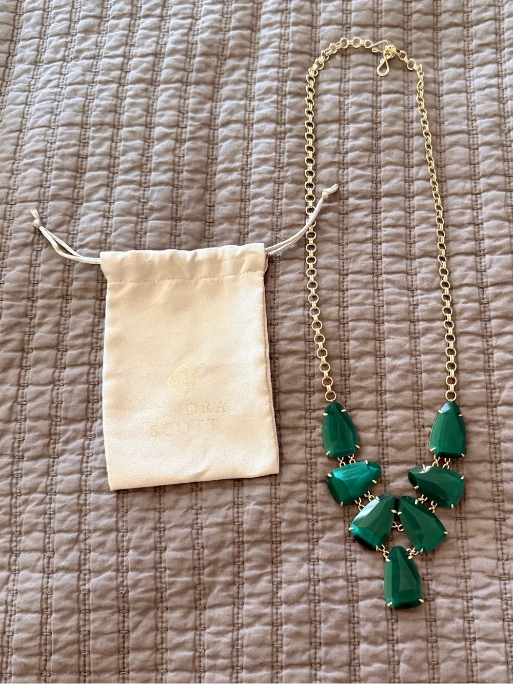 Kendra Scott green and gold bib necklace